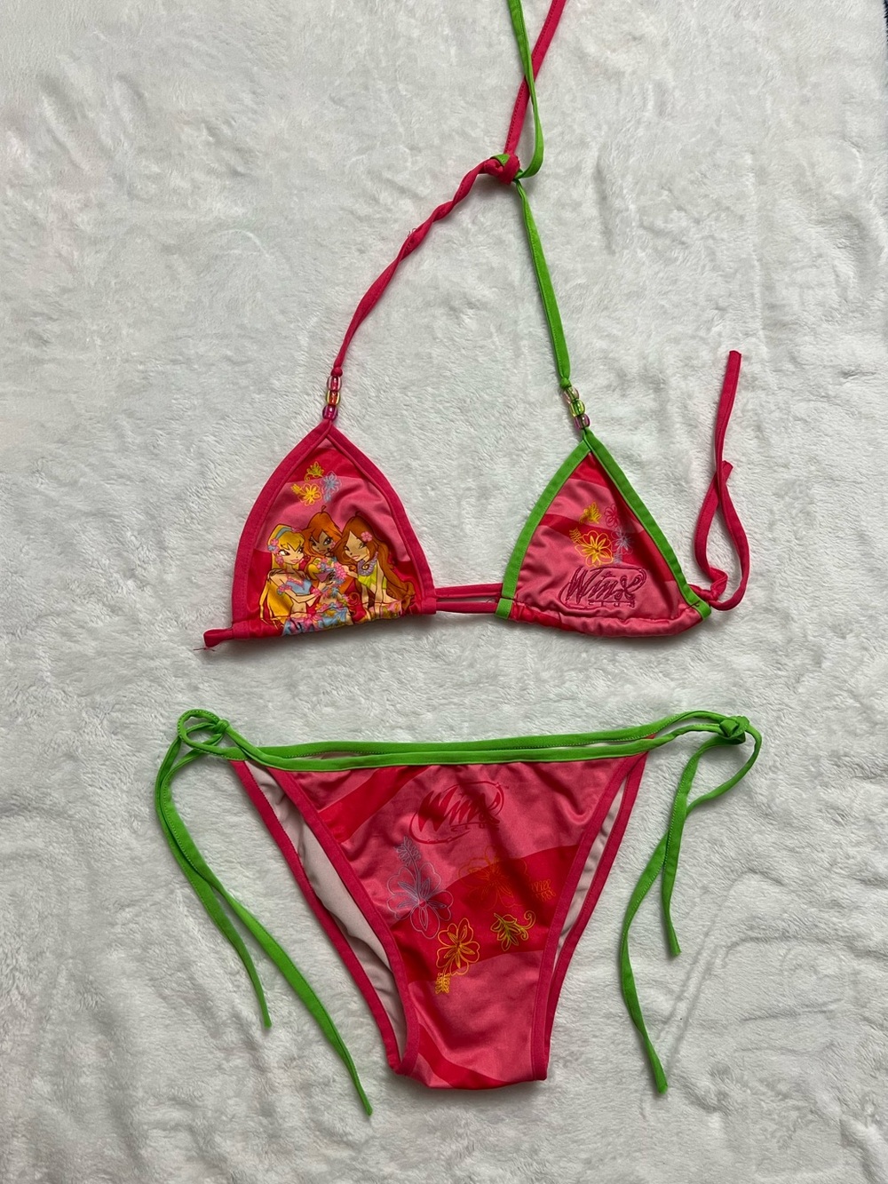 Winx Club Pink & Green Girls' Two-Piece Bikini